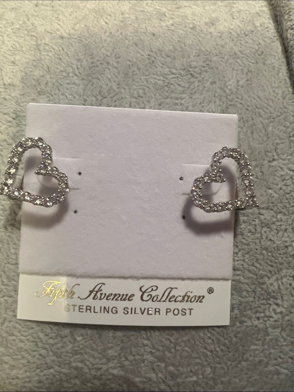 Silver Crystal Heart Stud Earrings - Silver